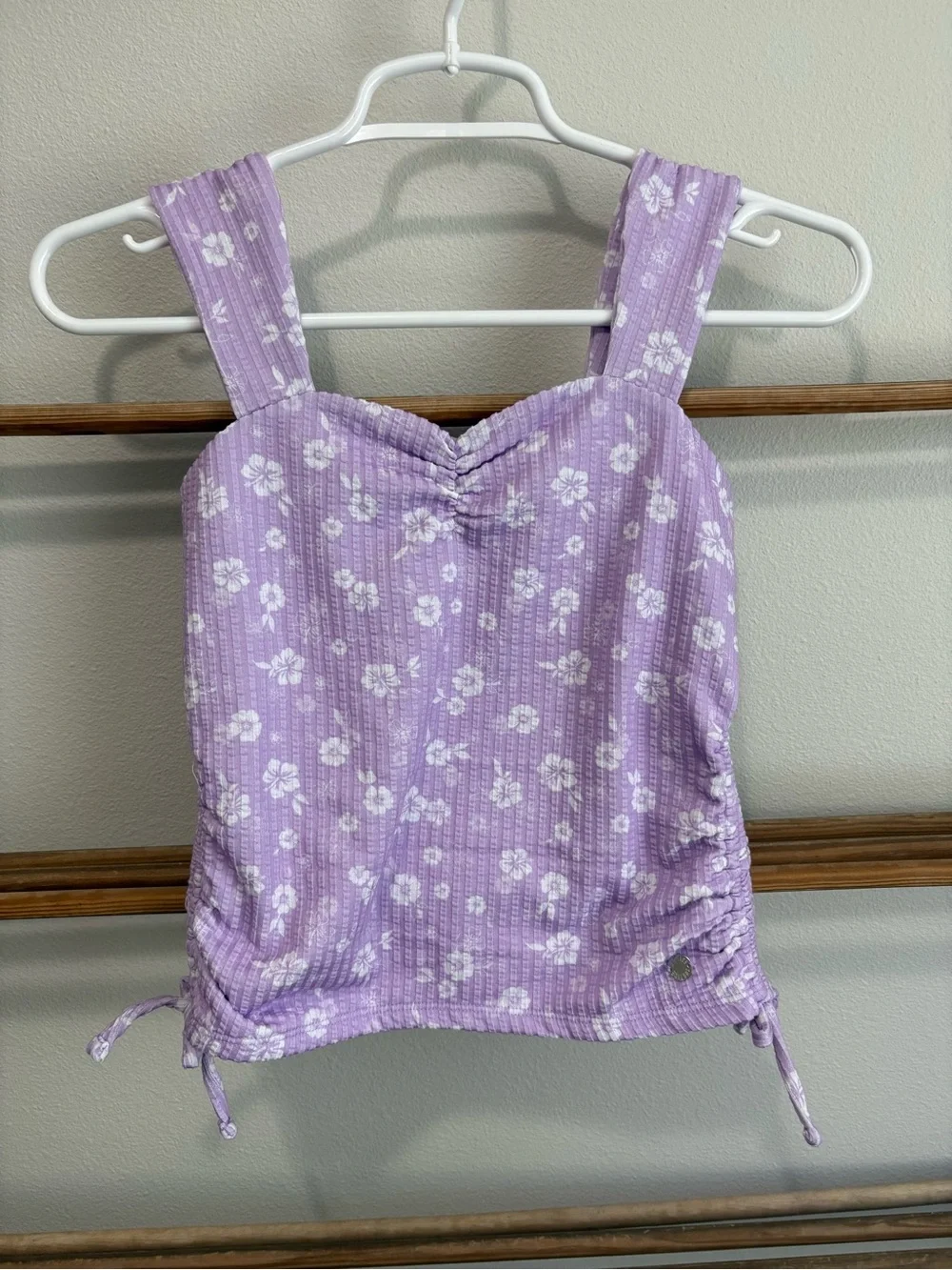 Justice Girls Cinched Floral Tank in Violet | size medium (10)
